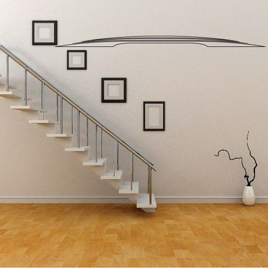 Vehicle pinstripe vinyl decal with a long swooping stripe for wall or window