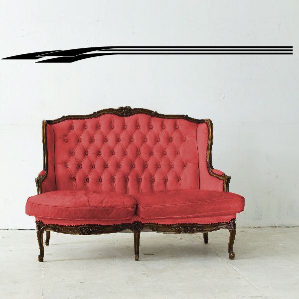 Pinstripe vinyl car decal, long black stripe with angled swoosh ends