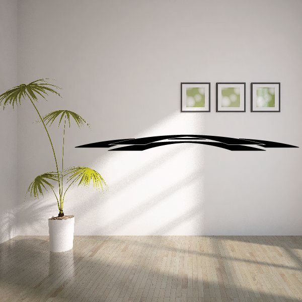 Vehicle pinstripe vinyl decal with black swoosh stripe design, car or wall sticker