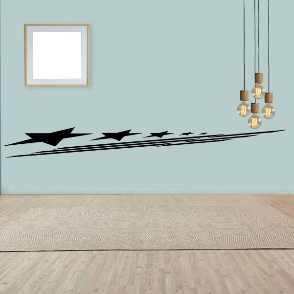 Vehicle pinstripe vinyl decal with sleek black stripe and arrow-shaped speed lines