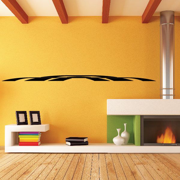 Black pinstripe vinyl decal with flame-style swooshes for vehicle or wall