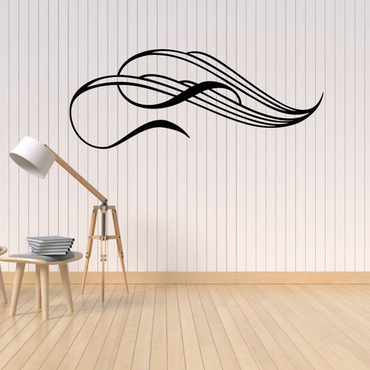 Vehicle pinstripe vinyl decal, black curving stripe graphic for wall