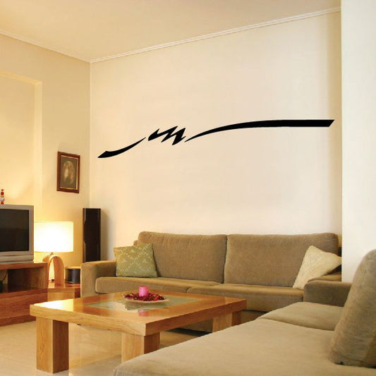 Black pinstripe vinyl decal with swoosh and lightning bolt shape