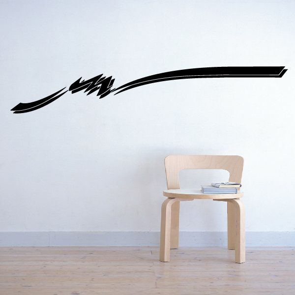 Black pinstripe vinyl decal with jagged lightning swoosh