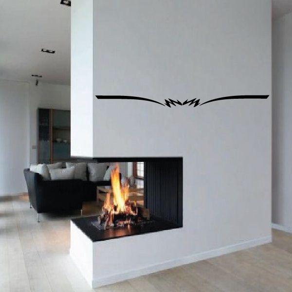 Black pinstripe vinyl decal with angular lightning center for vehicle or wall