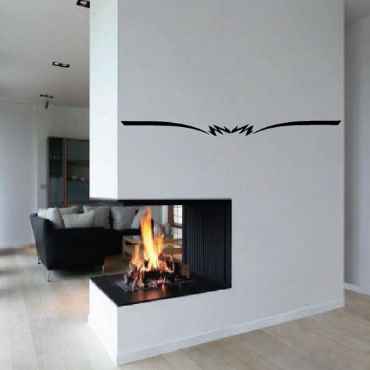 Black pinstripe vinyl decal with angular lightning center for vehicle or wall