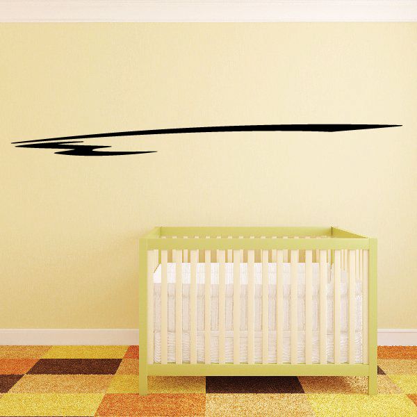 Black vehicle pinstripe vinyl decal with swoosh tip, long stripe design.