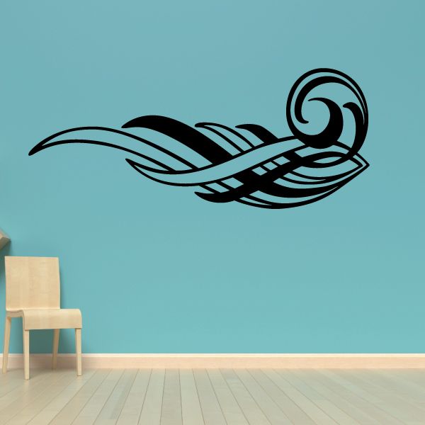 Vehicle pinstripe vinyl decal, black swirl stripe graphic