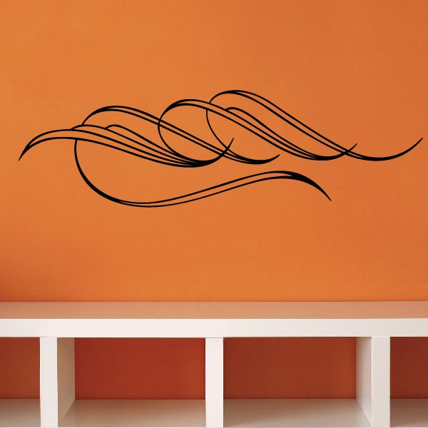 Black pinstripe vinyl decal with sweeping curved line swoosh