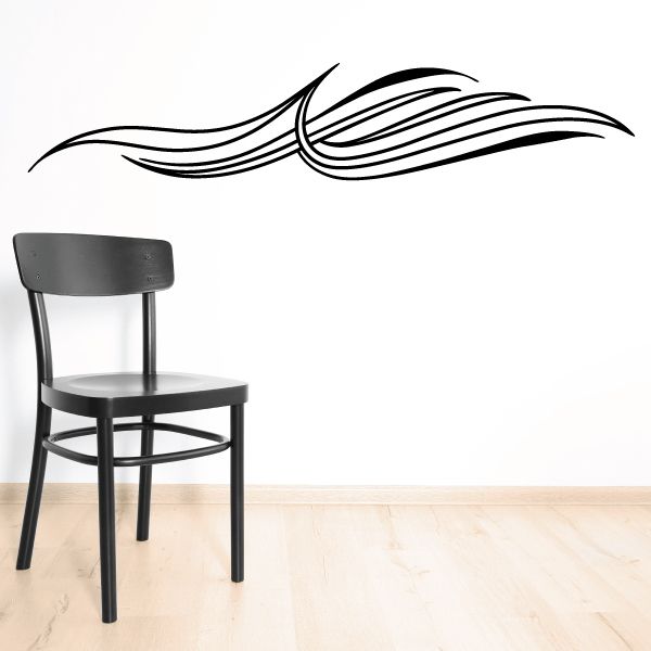 Vehicle pinstripe vinyl decal: black curved swoosh with parallel stripes