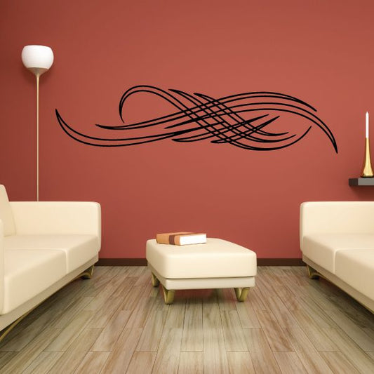 Black vehicle pinstripe vinyl decal with flowing swirl lines