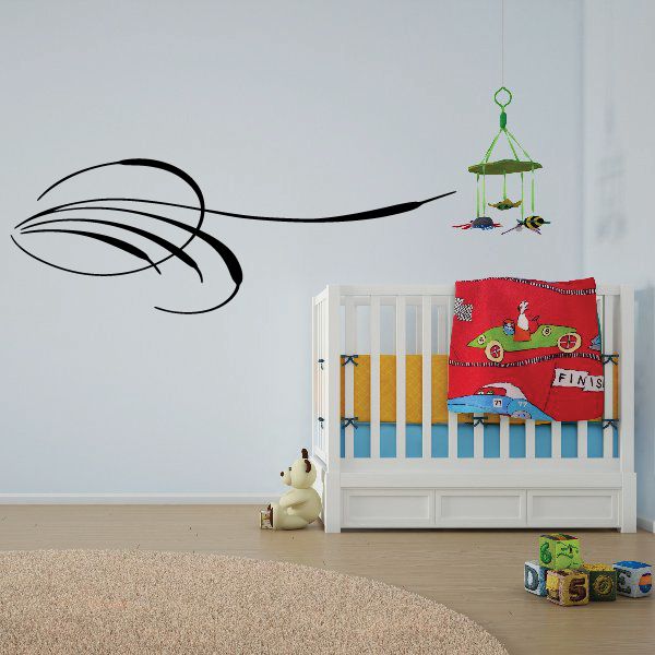 Vehicle pinstripe vinyl decal, black swoosh stripe for car or wall
