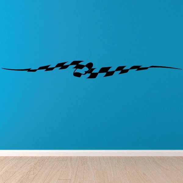 Vehicle pinstripe vinyl decal with black zigzag stripe pattern