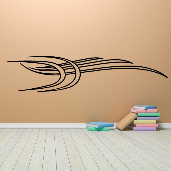 Black pinstripe vehicle vinyl decal with curved tribal swirl lines
