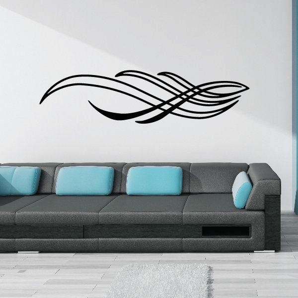 Black pinstripe vehicle decal with crossed wing/leaf design, vinyl car or wall sticker