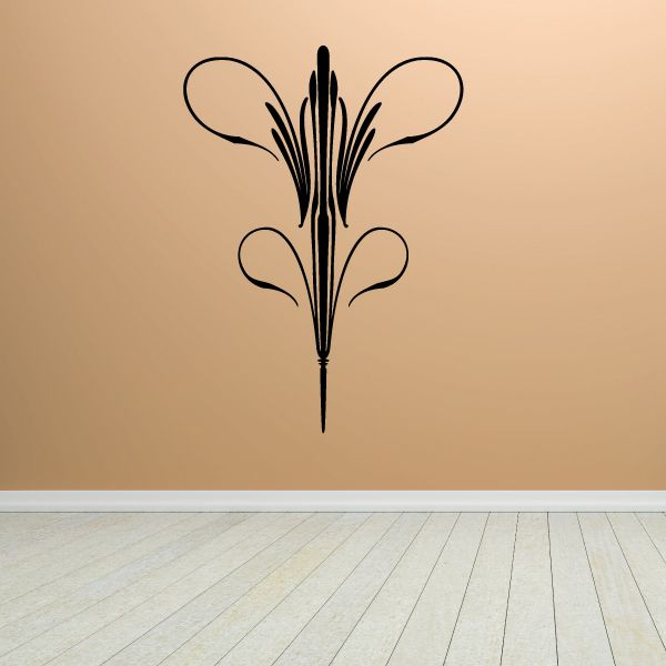 Black ornate pinstripe vinyl decal, scroll style for vehicle or wall
