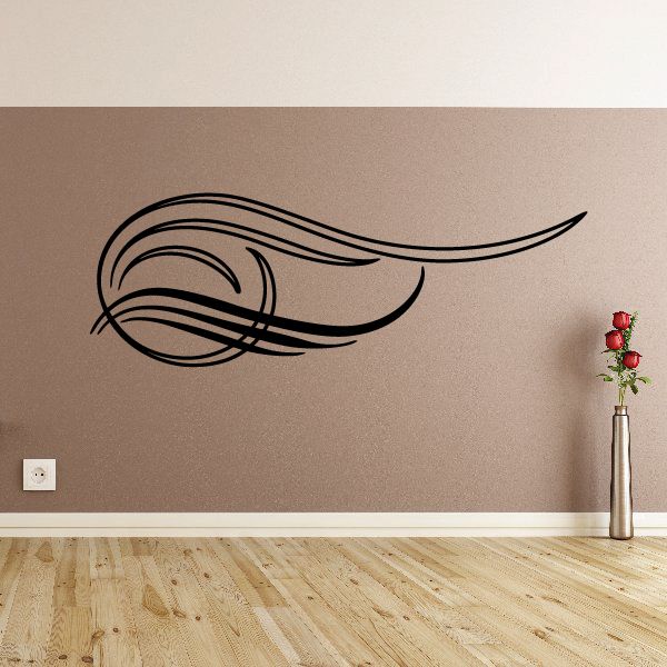Black pinstripe vinyl decal with stylized triple swoosh flame lines