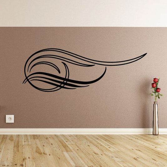 Black pinstripe vinyl decal with stylized triple swoosh flame lines