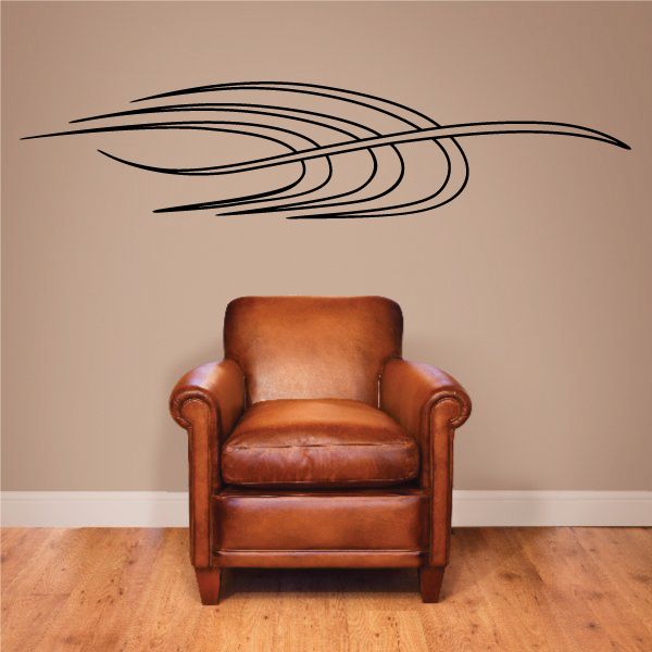 Black pinstripe vehicle graphic vinyl wall decal with swooping lines