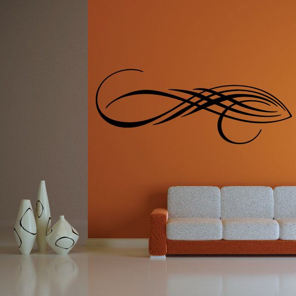 Vehicle pinstripe vinyl decal with black swirl stripe design