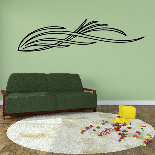 Pinstripe vinyl vehicle decal with black swoosh lines