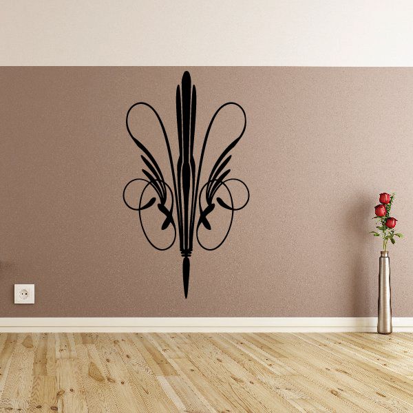 Black pinstripe fleur-de-lis vehicle vinyl decal