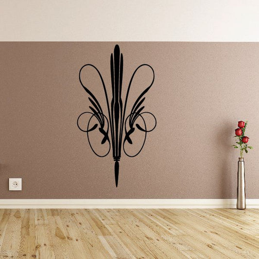 Black pinstripe fleur-de-lis vehicle vinyl decal