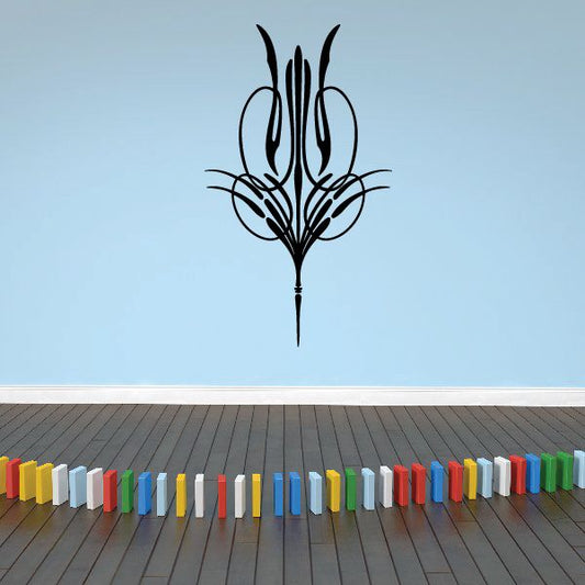 Black ornamental vehicle pinstripe vinyl decal with flame-like vertical design