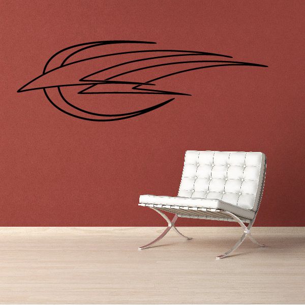 Black swooping pinstripe vehicle vinyl decal with layered racing line design