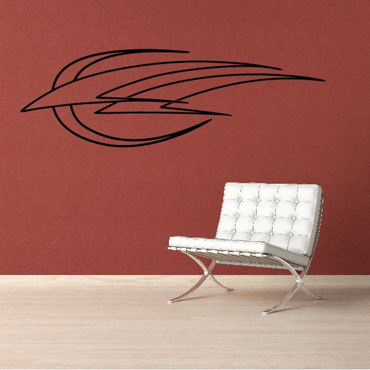 Black swooping pinstripe vehicle vinyl decal with layered racing line design