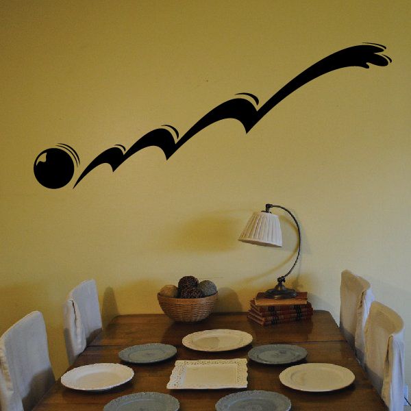 Black pinstripe vinyl decal with curved swoosh and dot detail