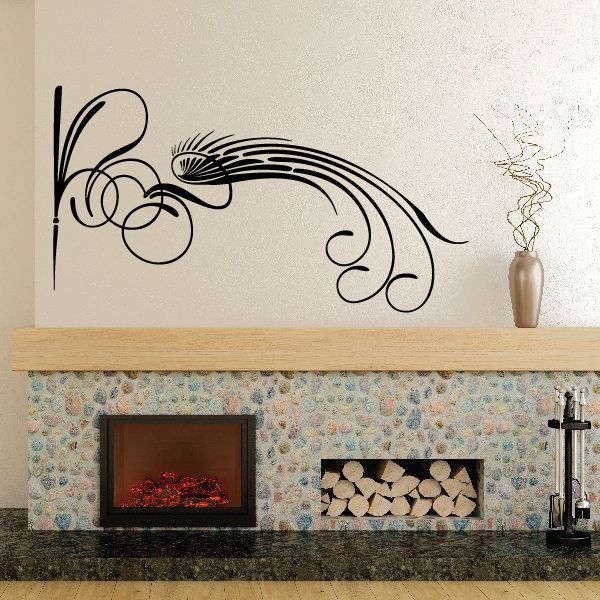 Pinstripe vehicle wall decal with curved lines and circular accents, black design