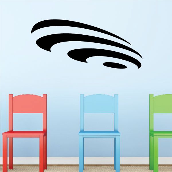 Vehicle pinstripe vinyl decal with three black swoosh lines
