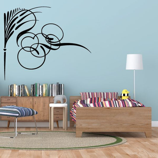 Black pinstripe vinyl decal with swirling line design