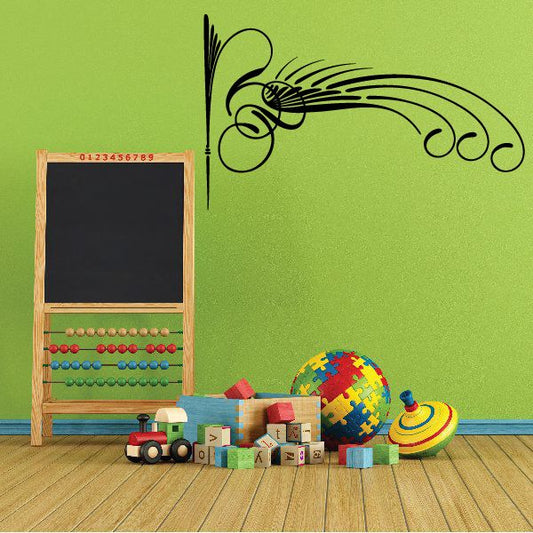 Black pinstripe car vinyl decal with swooping lines and wheel outlines