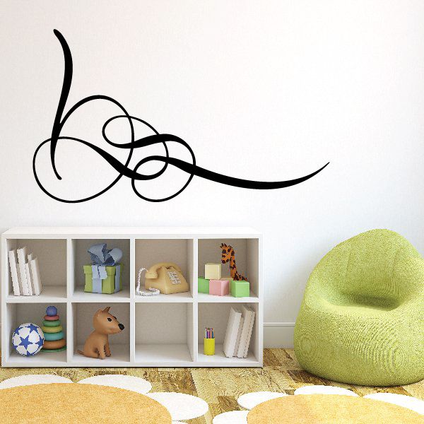 Black pinstripe vinyl swirl decal with looping scroll design for vehicle or wall