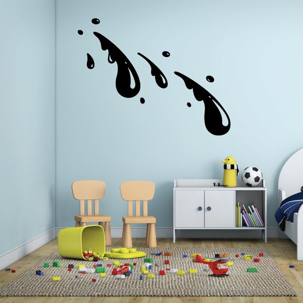 Vehicle pinstripe vinyl decal with black dripping drop shapes
