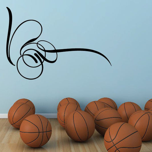 Black vinyl pinstripe decal with sweeping curved lines