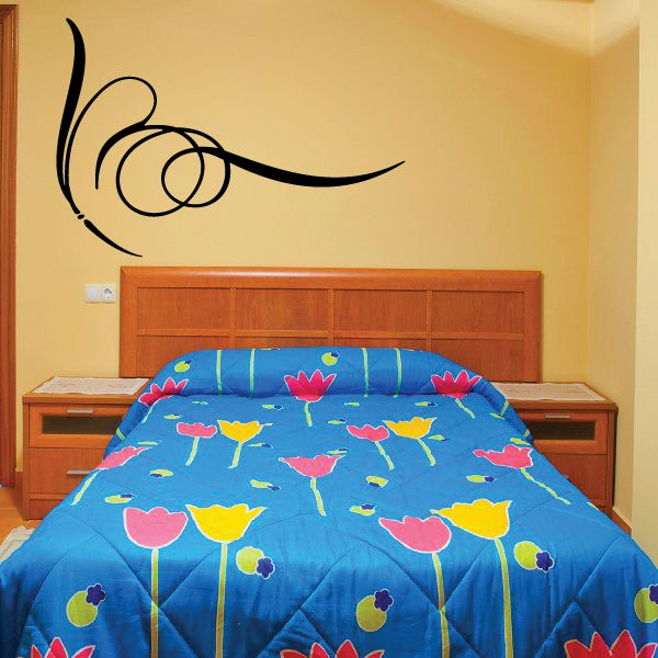 Vinyl wall decal pinstripe swirl with circular accents
