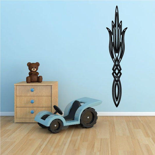 Flame pinstripe vinyl decal with black tribal diamond lines