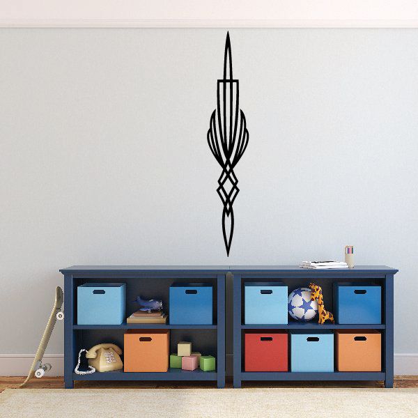 Black pinstripe vinyl decal with tall spear-like ornament center icon