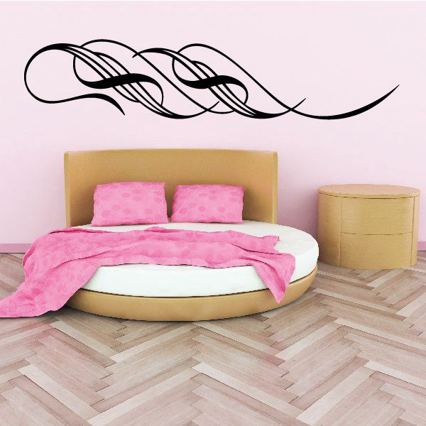 Vehicle pinstripe vinyl decal with black triple swoosh lines