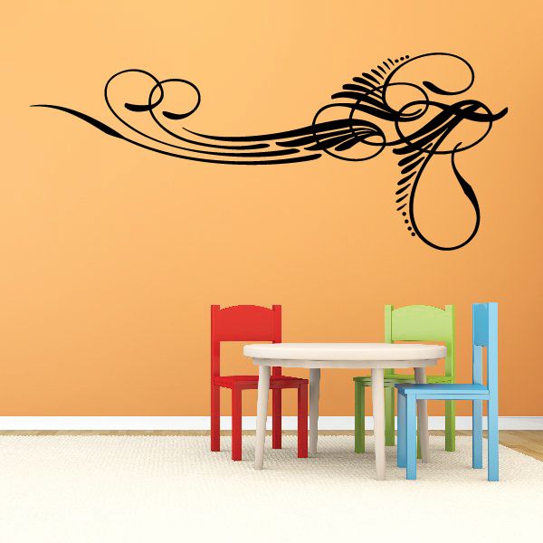 Vehicle pinstripe vinyl decal with black swirl and pinstripe line