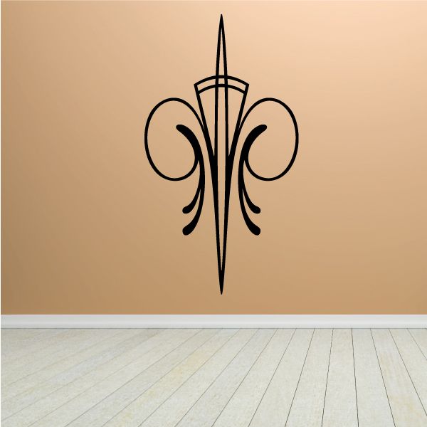 Fleur-de-lis pinstripe vinyl decal, black