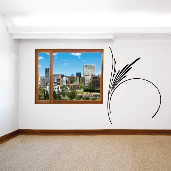 Pinstripe vinyl decal with large circular swirl and curved swoosh lines