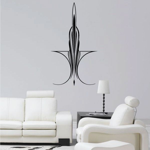 Black fleur-de-lis pinstripe vinyl wall decal