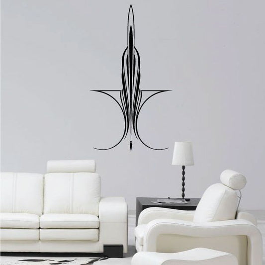 Black fleur-de-lis pinstripe vinyl wall decal