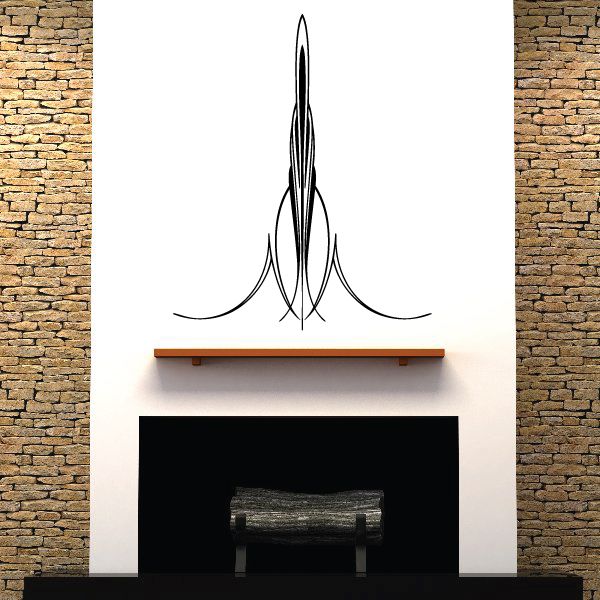 Vehicle pinstripe vinyl decal with black flame pinstripe graphic