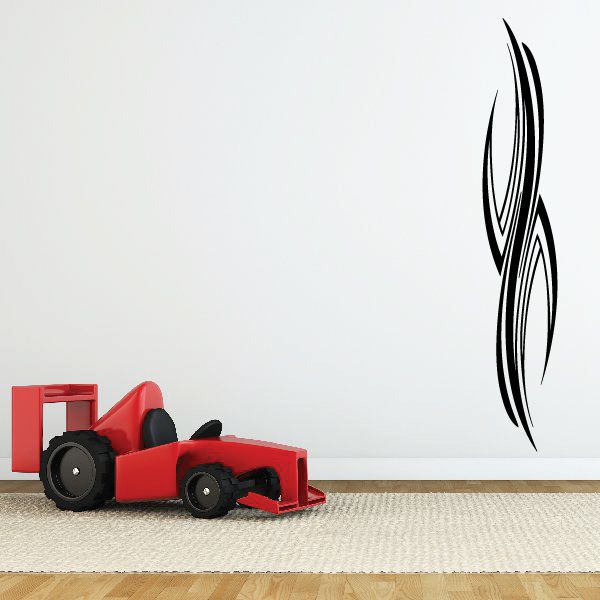 Black pinstripe vinyl decal with sleek swoosh shape for vehicles or walls