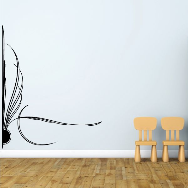 Black vehicle pinstripe vinyl decal with a swooping flame-style design